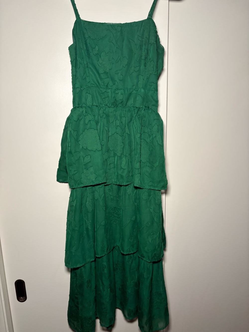 Lulu's Emerald Green Tiered Lace Maxi Dress